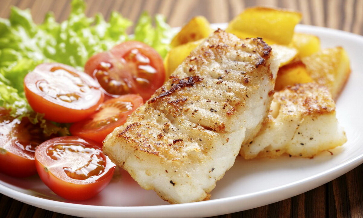 палтус запеченный с картофелем