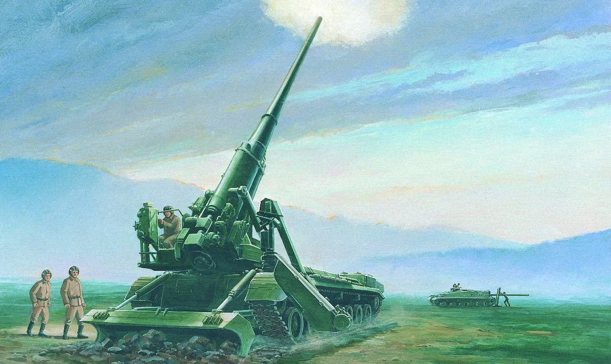 Советская 203-мм самоходная артиллерийская установка 2C7 "Пион". Рисунок: Эдвард Л. Купер, по заказу армии США / commons.wikimedia.org