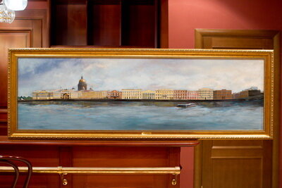 Изготовление и оформление в багет оригинальной картины по замыслу заказчика. Размер 50х180 см. Багет премиум класса, шириной 7 см.