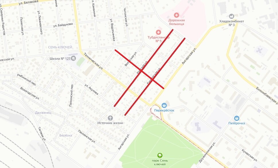 Енисейская - Камская - Ачинская (Екатеринбург) © Яндекс