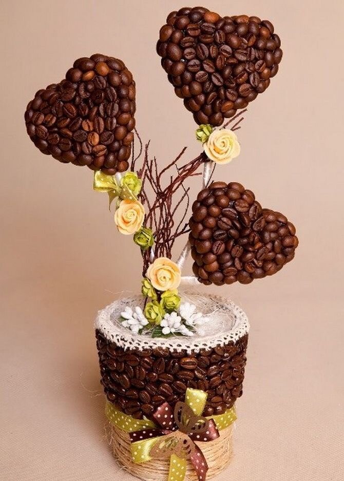 Декор предметов кофейными зернами