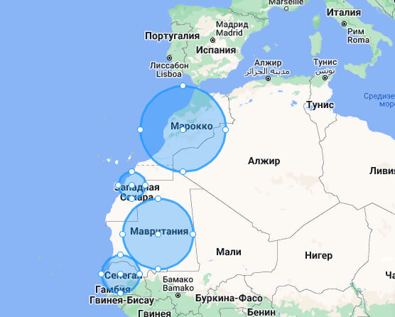 Страны на карте +Западная Сахара