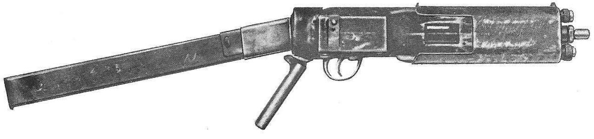 Пистолет-пулемет Эндрюса с магазином-прикладом.