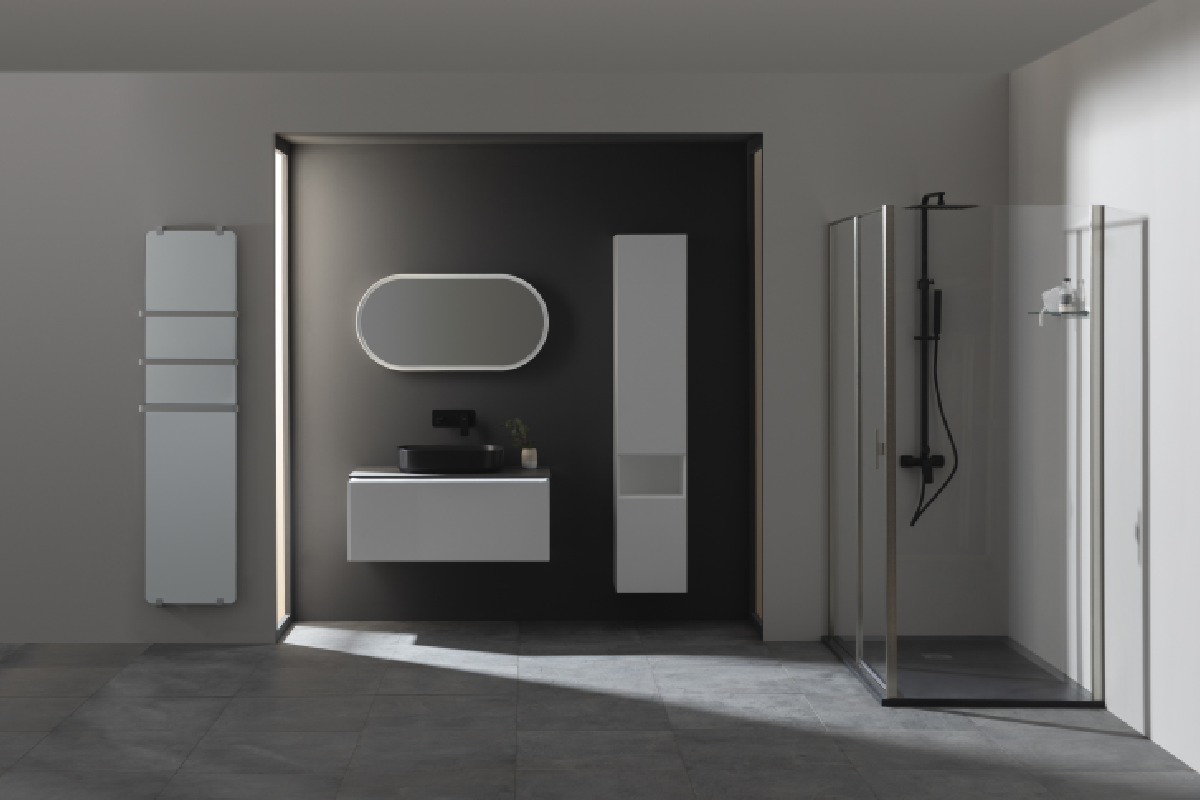 Пример интерьера с душевой зоной от бренда Allen Brau