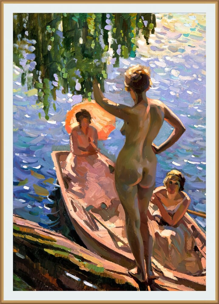 ©  Эвелин Пейдж / Evelyn Page  /  Новая Зеландия /  1899 - 1988 /  Летнее утро./  Данное событие  происходит в Новой Зеландии, на реке Карамеа, где художница отдыхала с друзьями летом 1929 и 1930 гг. Модель запретила показывать  эту работу при ее жизни,  и поэтому зрители увидели  эту картину  только в 1978 году.