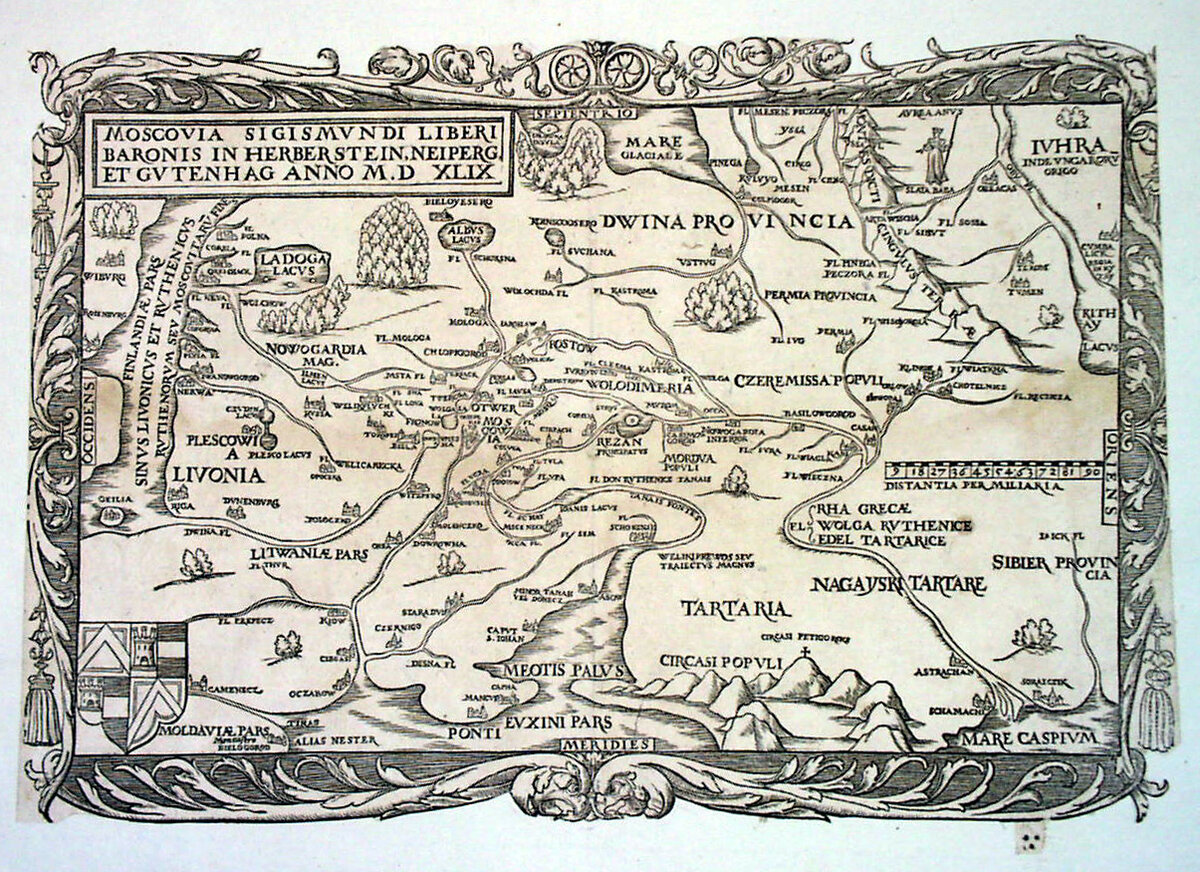 Карта Московии, опубликованная Герберштейном в 1549 году