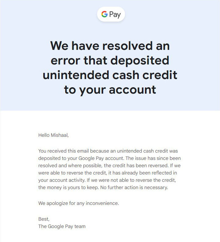    Письмо от Google с объяснением ситуации. Фото: arstechnica