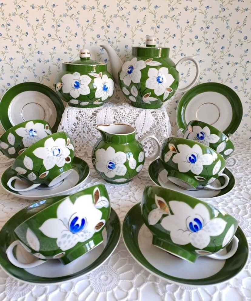 Чайный сервиз «Жасмин», зеленое крытье