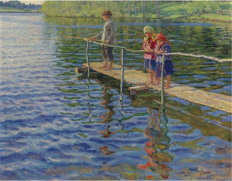    Н. П. Богданов-Бельский, «Рыбалка на реке» Фото: общественное достояние