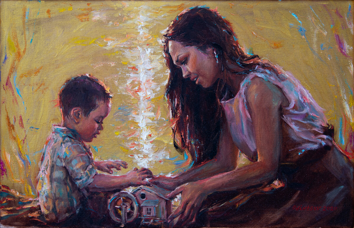 "Айсылу и Глеб", холст, масло, 2020 г., фото автора статьи