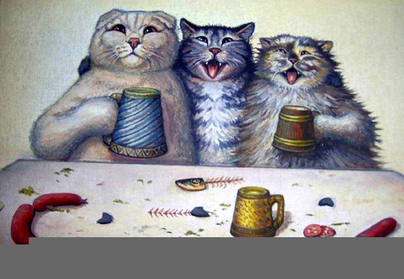 Сегодняшняя публикация снова посвящена котам в живописи. И на сей раз своих котов представляет нам московский художник Степан Каширин, который пишет свои картины в направлении фантастического реализма.-14