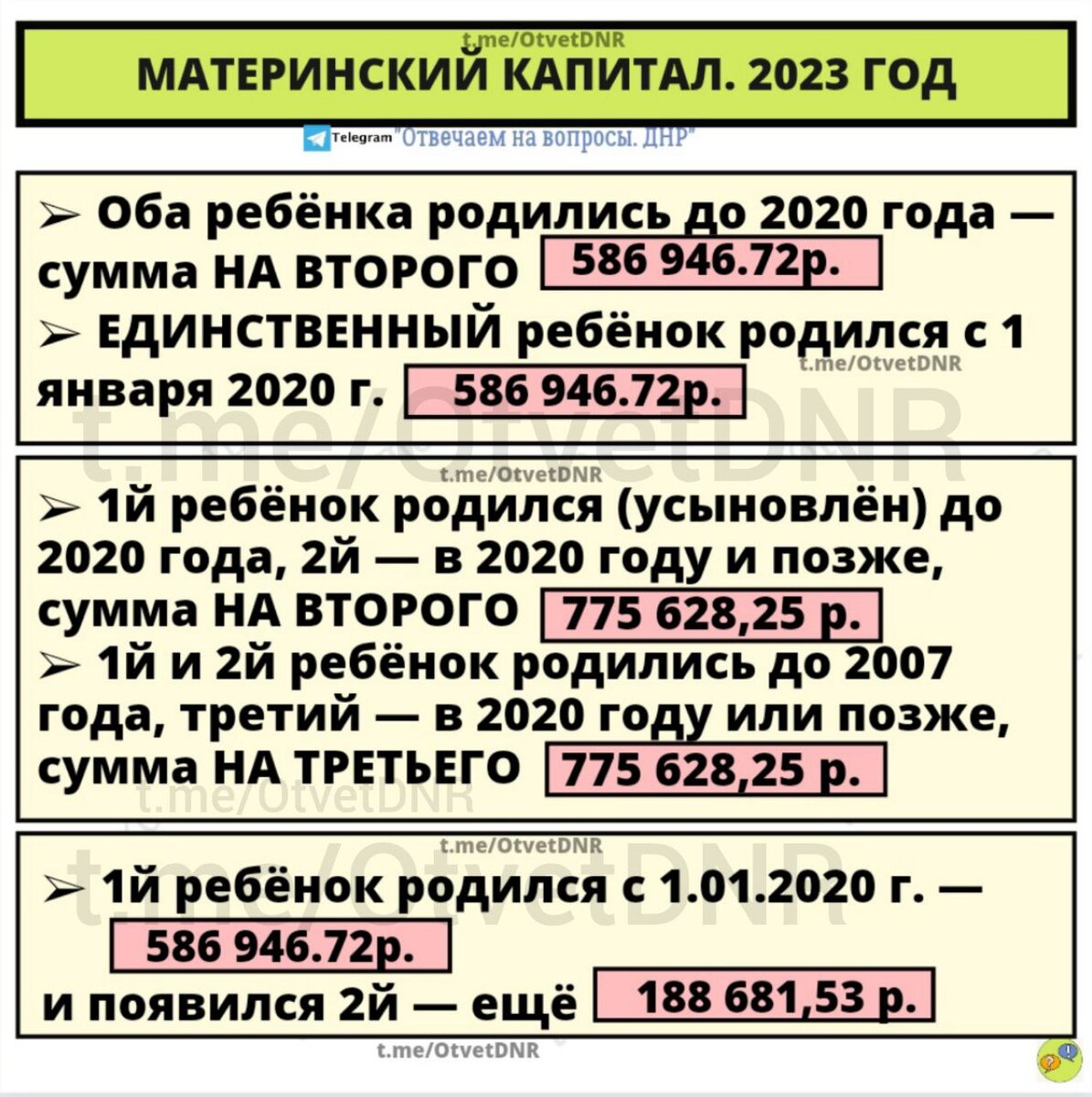 Условия выплат материнского капитала