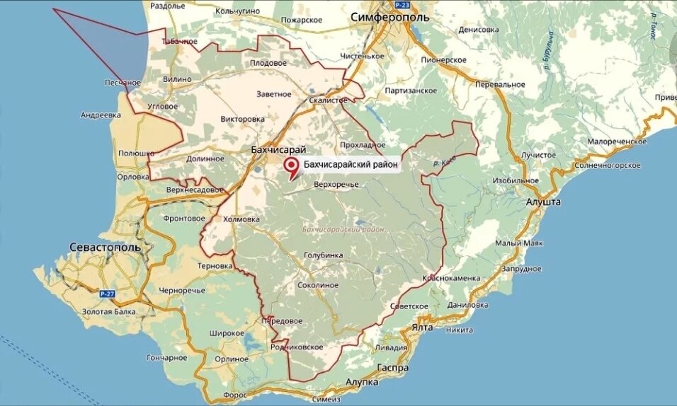 Где находится бахчисарайский. Бахчисарайский район на карте Крыма. Карта Бахчисарайского района. Карта Бахчисарайского района подробная. Береговое Крым на карте Бахчисарайский район.