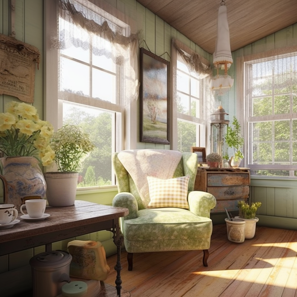 Интерьер в пастельно зеленом цвете