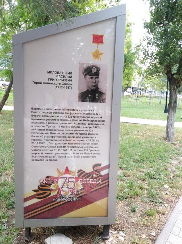 В парке Новороссийска📷     Улица и школа №36 в Волжском носят имя Василия Миловатского. Чем он известен?
