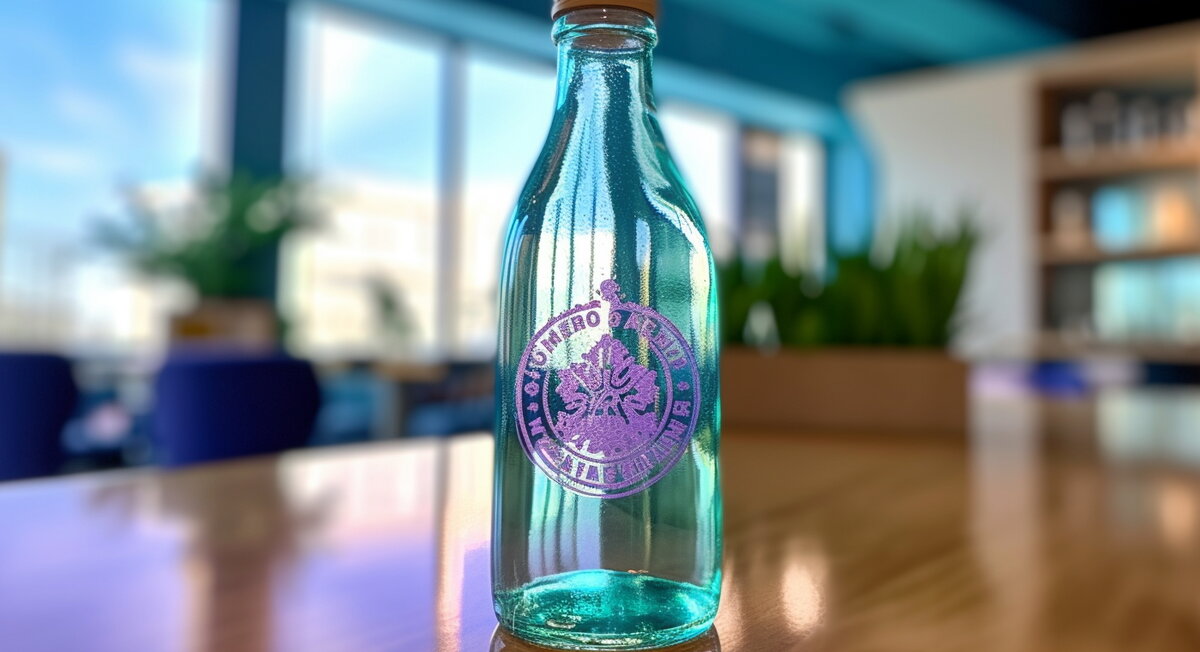 Бутылка с логотипом.
