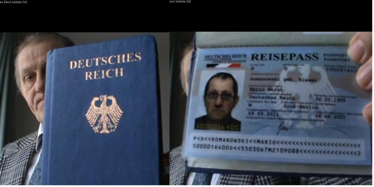 Паспорт участников «Движения граждан рейха». Фото vz.ru