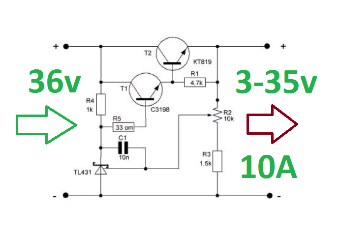 Схема стабилизатора на 8 вольт 3 ампера