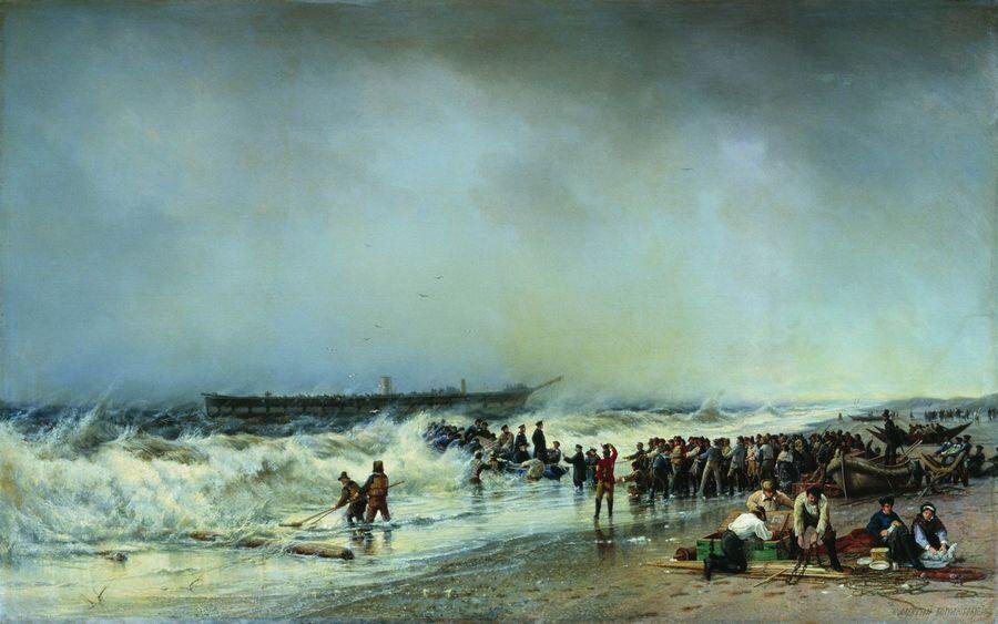 А. П. Боголюбов. Гибель фрегата «Александр Невский» (Дневной вариант). 1868 год