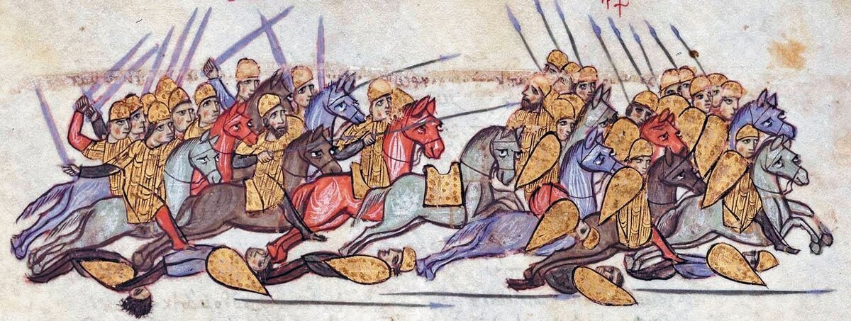 Сражение при реке Ахелое 20 августа 917 года. Иллюстрация к мадридскому списку хроники Иоанна Скилицы 
