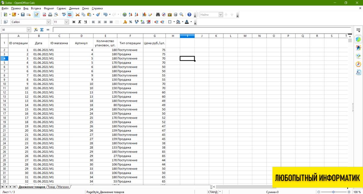 Файл с базой данных "Продукты"