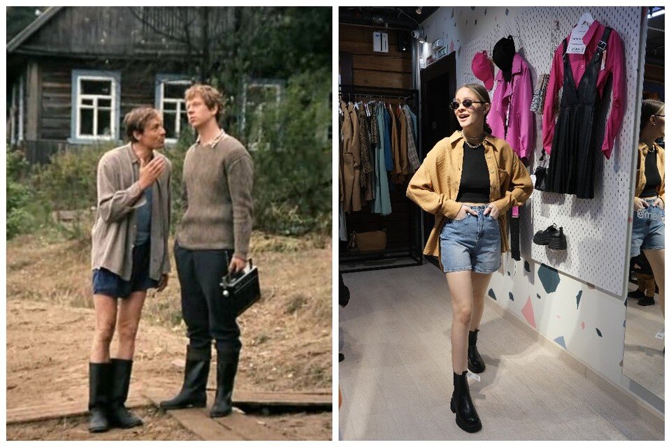    В таком наряде и на показе мод и в деревне за своего примут. Эксперт одобряет: ретро-верх с шортами-бермудами и высокими сапогами – тренд. Анастасия КУРЕНОВА