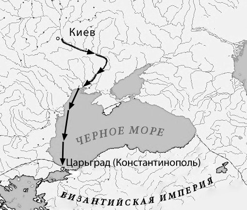 Карта похода олега на константинополь