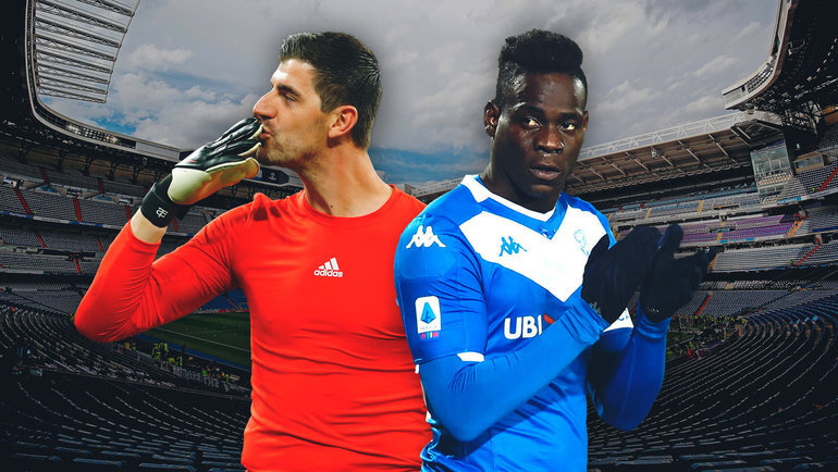    Тибо Куртуа и Марио Балотелли.