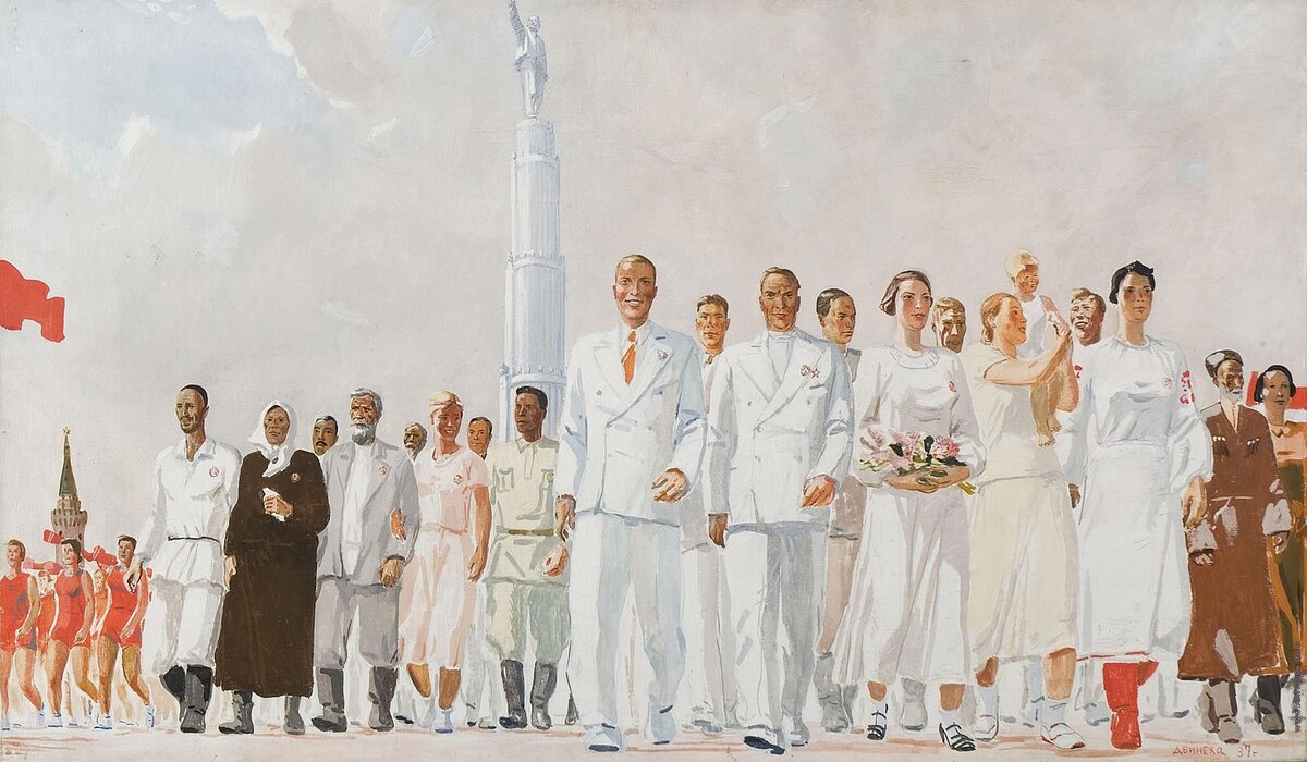 А. Дейнека. Стахановцы. 1937 г. Эскиз павильона СССР на всемирной выставке в Париже