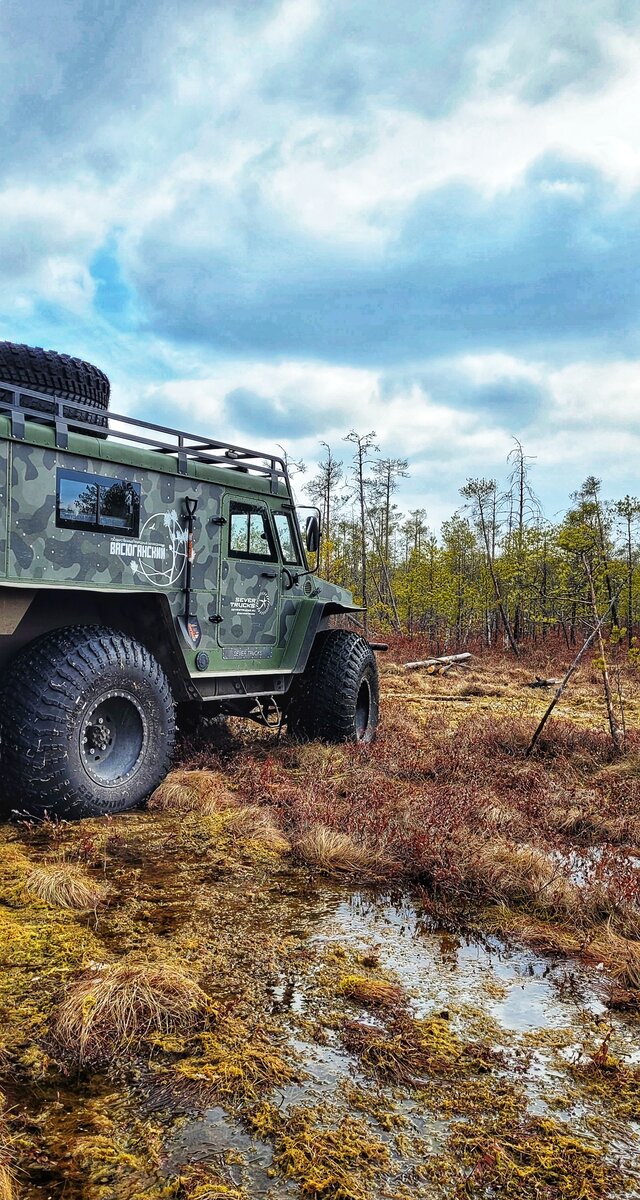 На этой технике мы добирались, а по другому никак. Мощь такая! Или машина, которую не страшно поцарапать😃 Болотоход.