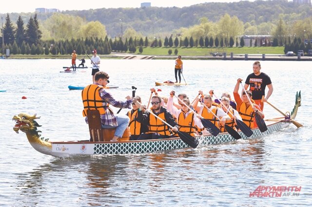    Командная гребля на лодках «Дракон» – захватывающее зрелище. Фото:  АиФ/ Кирилл Журавок
