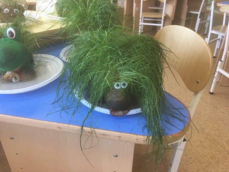 Травянчик или игрушка с волосами из травы