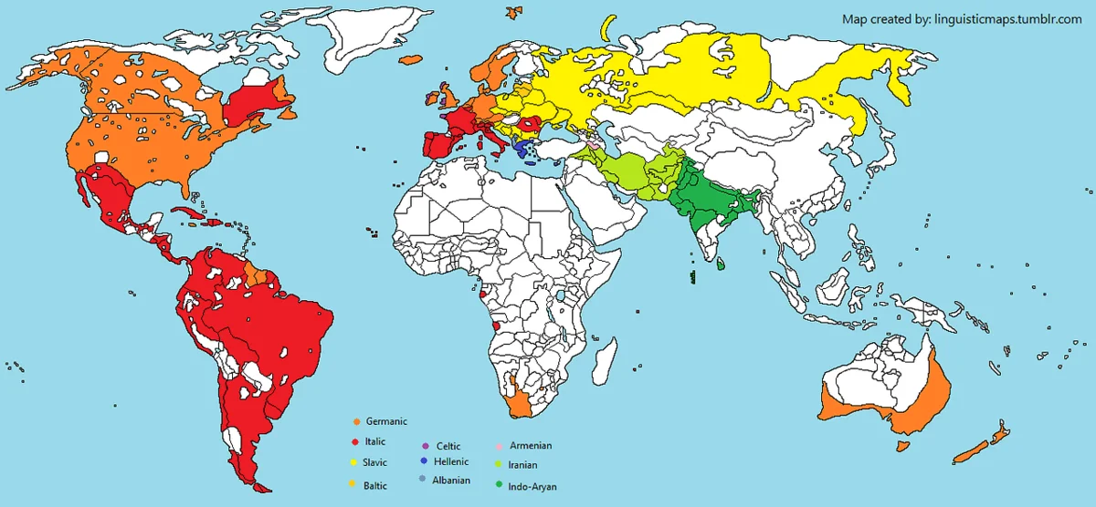 Индоевропейская семья карта россии