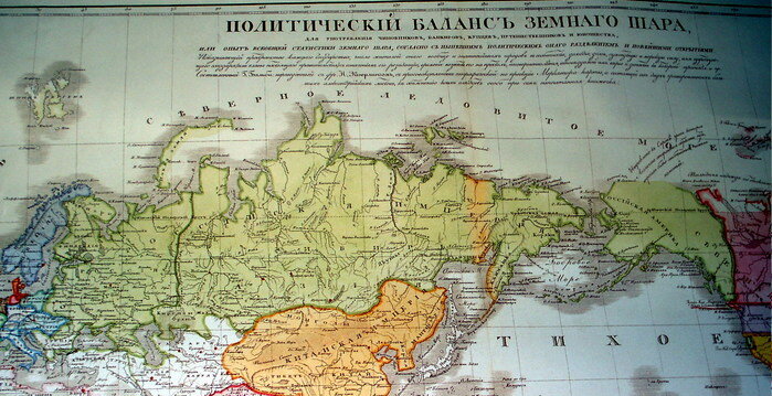 Карта российской империи с аляской и калифорнией