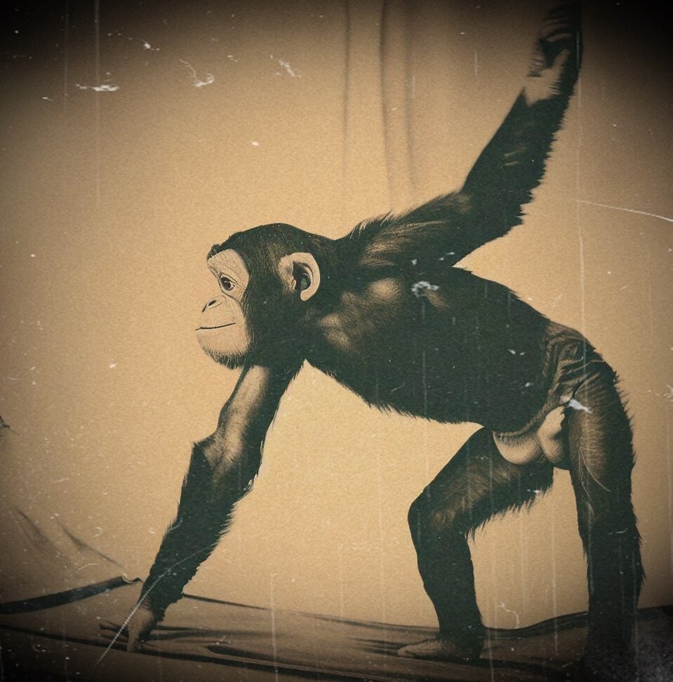 Шимп, учится кувыркаться. Фото Хэкнсоу