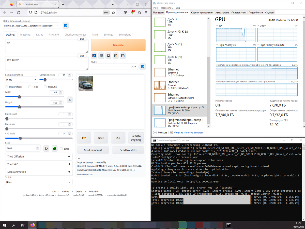 SD WebUI DML Neuro: Тестирование Radeon RX 6600 и GeForce GTX 1070 в  генерации изображений | OVERCLOCKERS.RU | Дзен