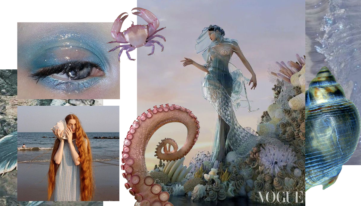 Светло-голубые оттенки и их переливы – классика для этой эстетики 