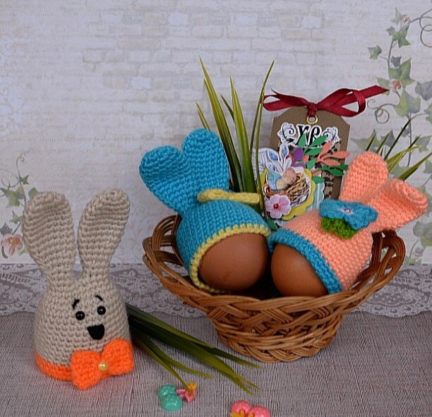 Шапочки - зайки на пасхальные яички. МК таких шапочек найдёте в конце статьи!!!