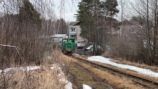 Тепловоз ТУ4-2620 возвращается с торфоучастка в депо. УЖД Пищальского торфопредприятия