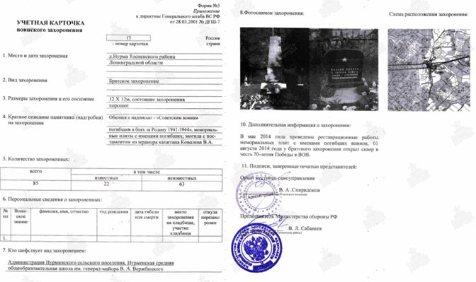сайт Память народа паспорт захоронения 2014 год
