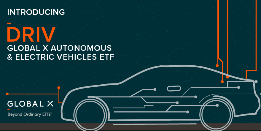 Global X Autonomous & Electric Vehicles ETF (DRIV) стремится инвестировать в компании, занимающиеся разработкой технологий автономных транспортных средств, электромобилей («EV»), а также компонентов и материалов для электромобилей. Сюда входят компании, занимающиеся разработкой программного и аппаратного обеспечения для автономных транспортных средств, а также компании, производящие электромобили, компоненты электромобилей, такие как литиевые батареи, и критически важные материалы для электромобилей, такие как литий и кобальт. Global X Autonomous & Electric Vehicles ETF (DRIV) стремится обеспечить инвестиционные результаты, которые в целом соответствуют цене и доходности, до вычета комиссий и расходов, индекса Solactive Autonomous & Electric Vehicles.