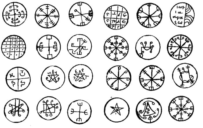 Некоторые из пентаклей, описанных в Ключе Соломона