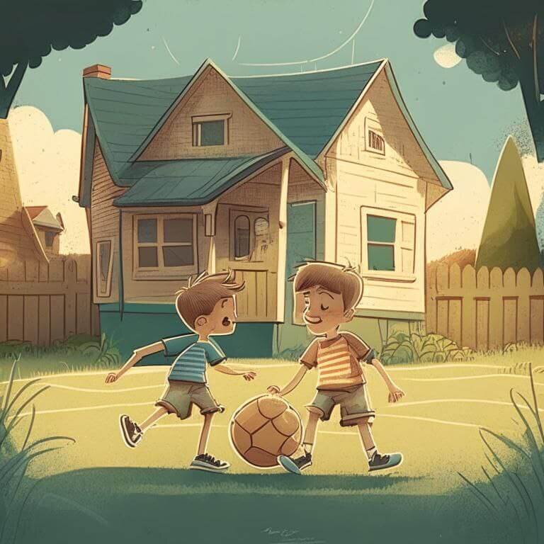 Сказки на ночь - Мальчики играют в мяч.