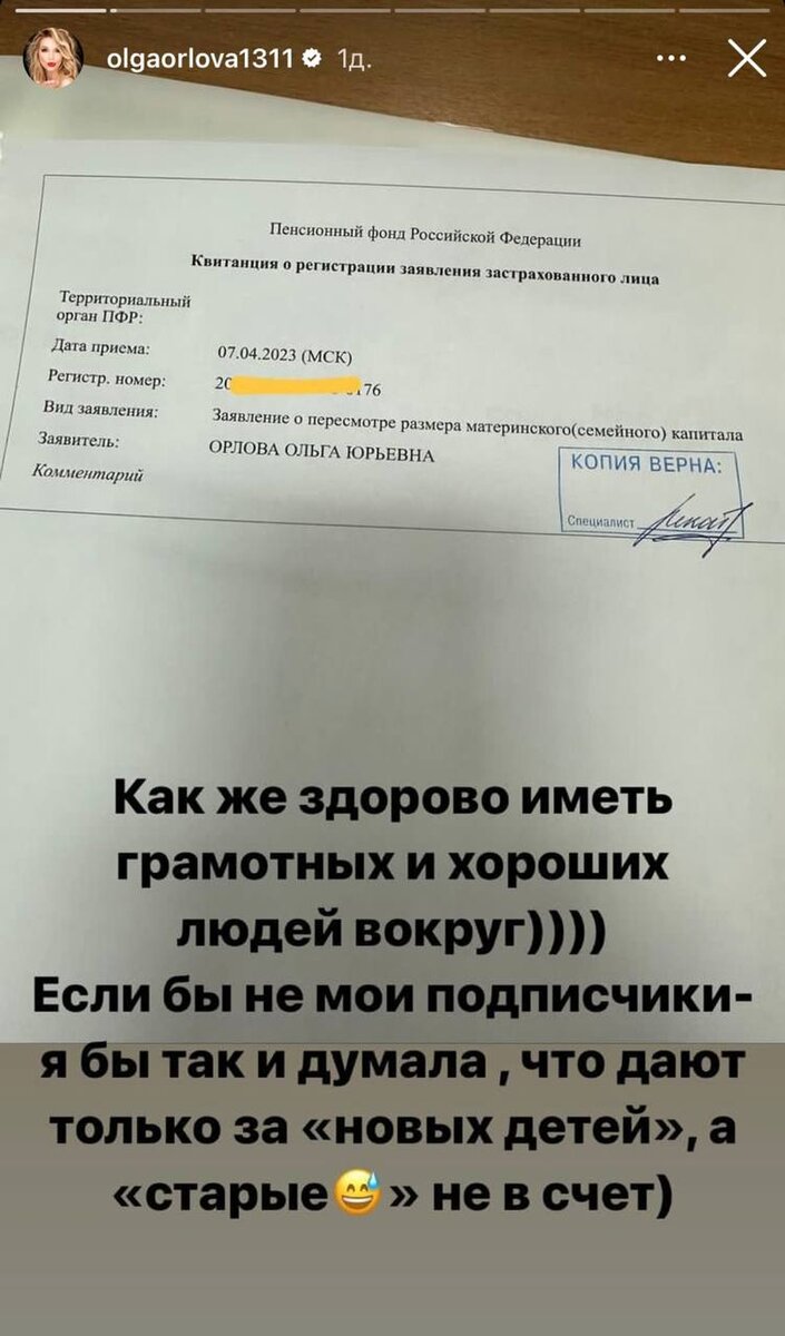    Ольга поблагодарила подписчиков за грамотные советы Фото: Инстаграм (запрещен в РФ) @olgaorlova1311