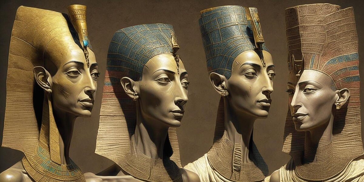 Нейросеть Kandinsky 2.1 нарисовала: Нефертити и фараон Эхнатон