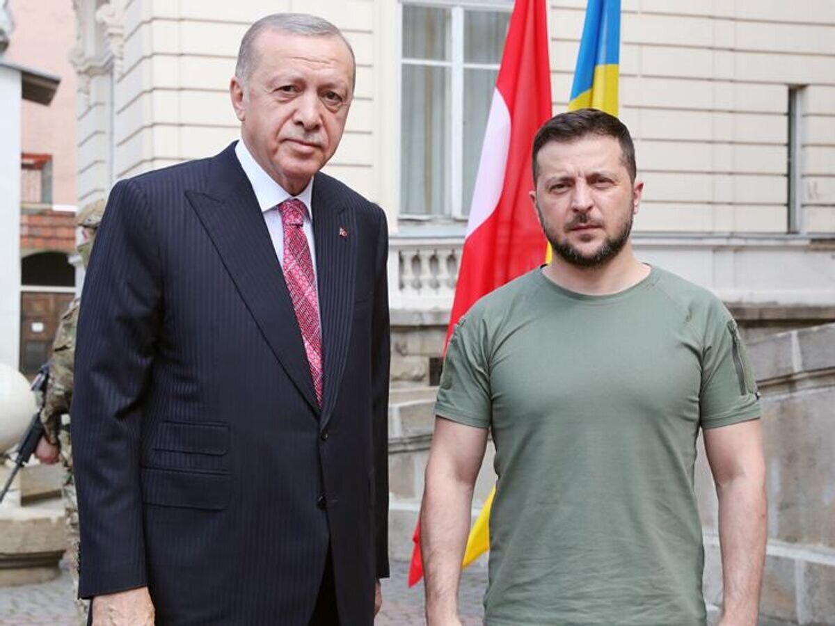    Президент Турции Реджеп Тайип Эрдоган и президент Украины Владимир Зеленский во время встречи во Львове© Фото : Presidency of the Republic of Türkiye