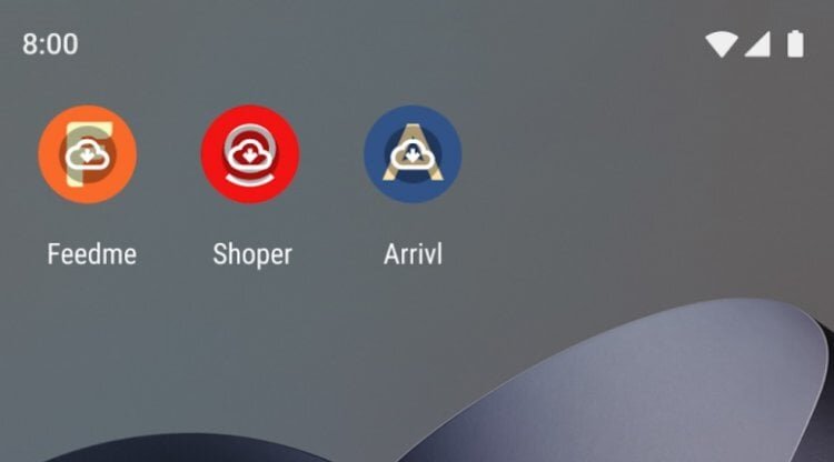    На иконка архивированных программ появляется значок загрузки