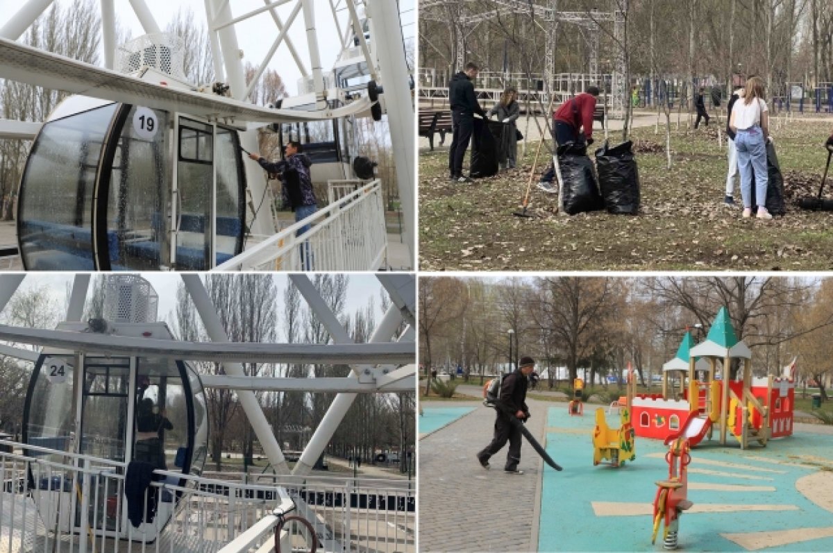    Парки Самары готовят к новому сезону, в том числе моют колесо обозрения