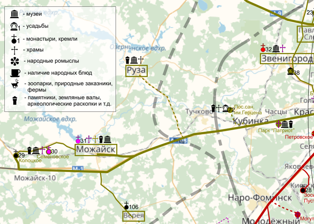 Маршрут на карте достопримечательностей, разработанной автором.
