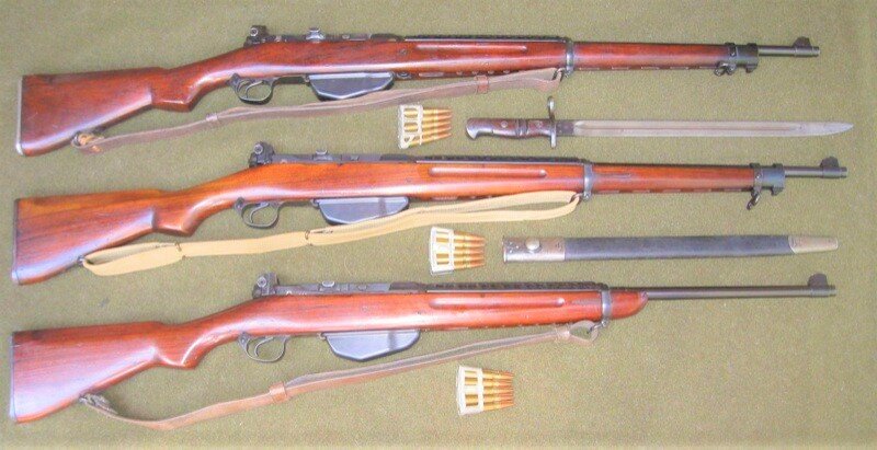 Самозарядные винтовки Педерсена в разных вариантах исполнения. 